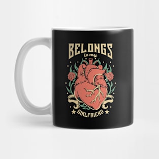 Valentine's Day My heart beats for my girlfriend edgy emo design heart Mug